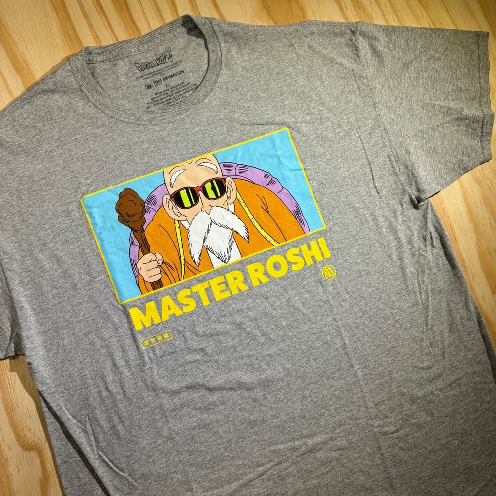 Toei Animation Men's Dragon Ball Z Master Roshi Graphic Tee Grey Size XL